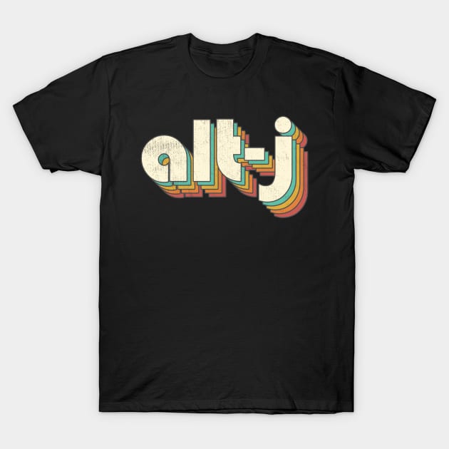 Vintage Alt-J Rainbow Letters Distressed Style T-Shirt by Cables Skull Design